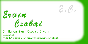 ervin csobai business card